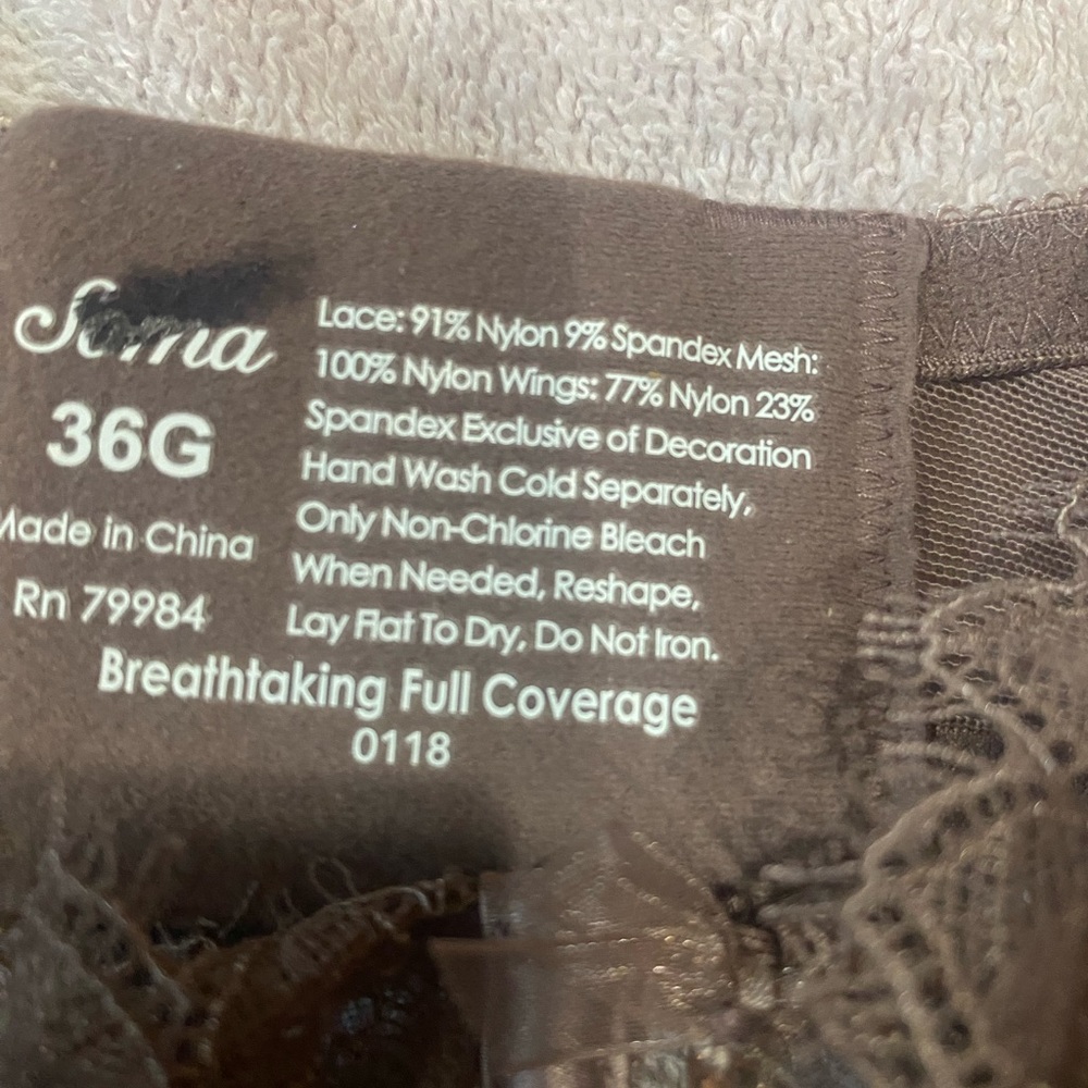 Soma Breath Taking Full Coverage Underwire bra - 36G in tan lace - Picture 2 of 4